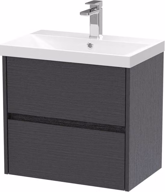 Balterley Chartley 2 Drawer Wall Hung Vanity Basin Unit, Graphite Grey, Width: 60 cm – 1