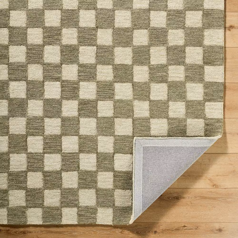 Livabliss Klopp Hand Tufted Wool Checkered Living and Bedroom Rug in Grey, Green and Beige, W: 150 cm, L: 230 cm – 3