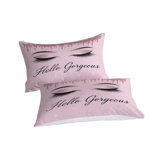 XGASVBKWA Pink 3D Microfibre Glamour Eyes Duvet Cover and Pillowcase Set, W: 260 cm, D: 220 cm – 4