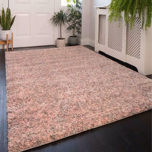 The Rug House Super Soft Mottled Shaggy Pile Rug in Pink, W: 110 cm, D: 60 cm
