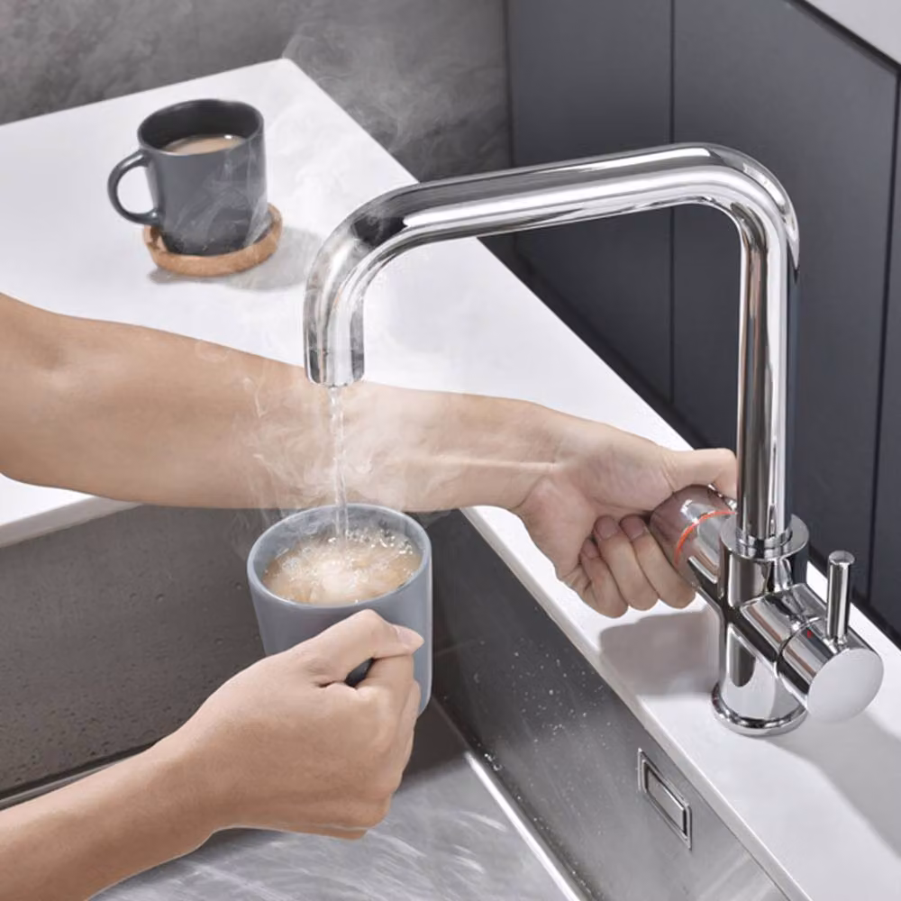 Nes Home 3 in 1 Single Lever Chrome Boiling Water Kitchen Mixer Tap Set in Silver, H 29.6 cm x W 25.3 cm x D 29.6 cm – 2
