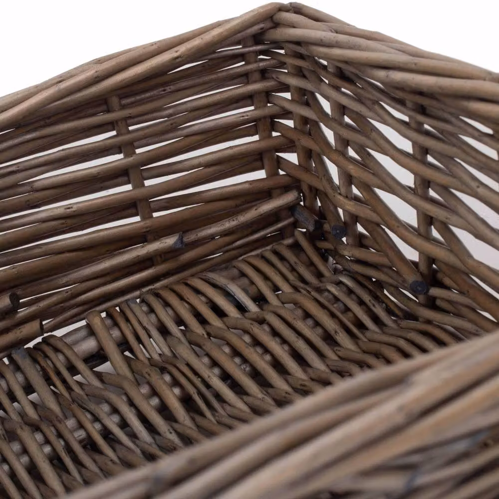 Red Hamper Antique Wash Straight Sided Rectangular Wicker Tray in Brown, Width: 25 cm – 5