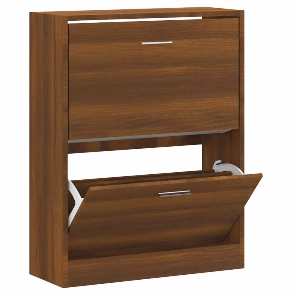 Berkfield Home Brown Oak Shoe Cabinet with Tilting Compartments, W: 63 cm, D: 24 cm, H: 81 cm – 3