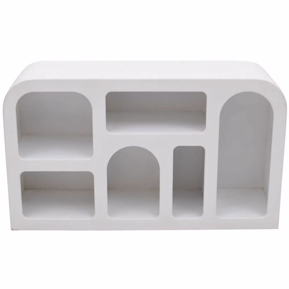 Wyld Haus Atlanta Large White Sculptural Sideboard with Open Storage, W/D/H: 130 x 38 x 75 cm – 2