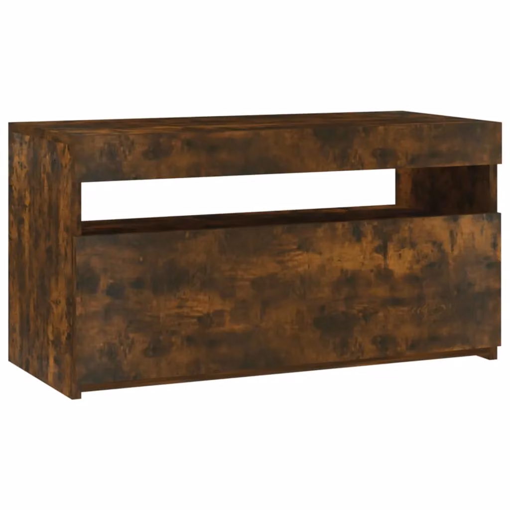 Berkfield Home Modern Smoked Oak TV Cabinet with LED Lights in Brown, W/D/H: 75 x 35 x 40 cm – 2