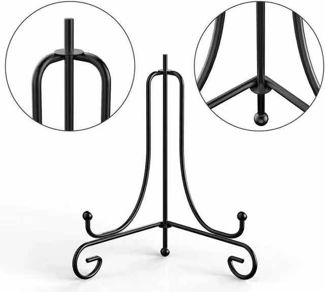 FORGEVIO Modern Metal Tabletop Easel Display Stand Holder in Black