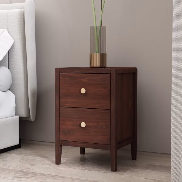 Cabinet Bits Vito 2 Drawer Bedside Table in Brown Finish