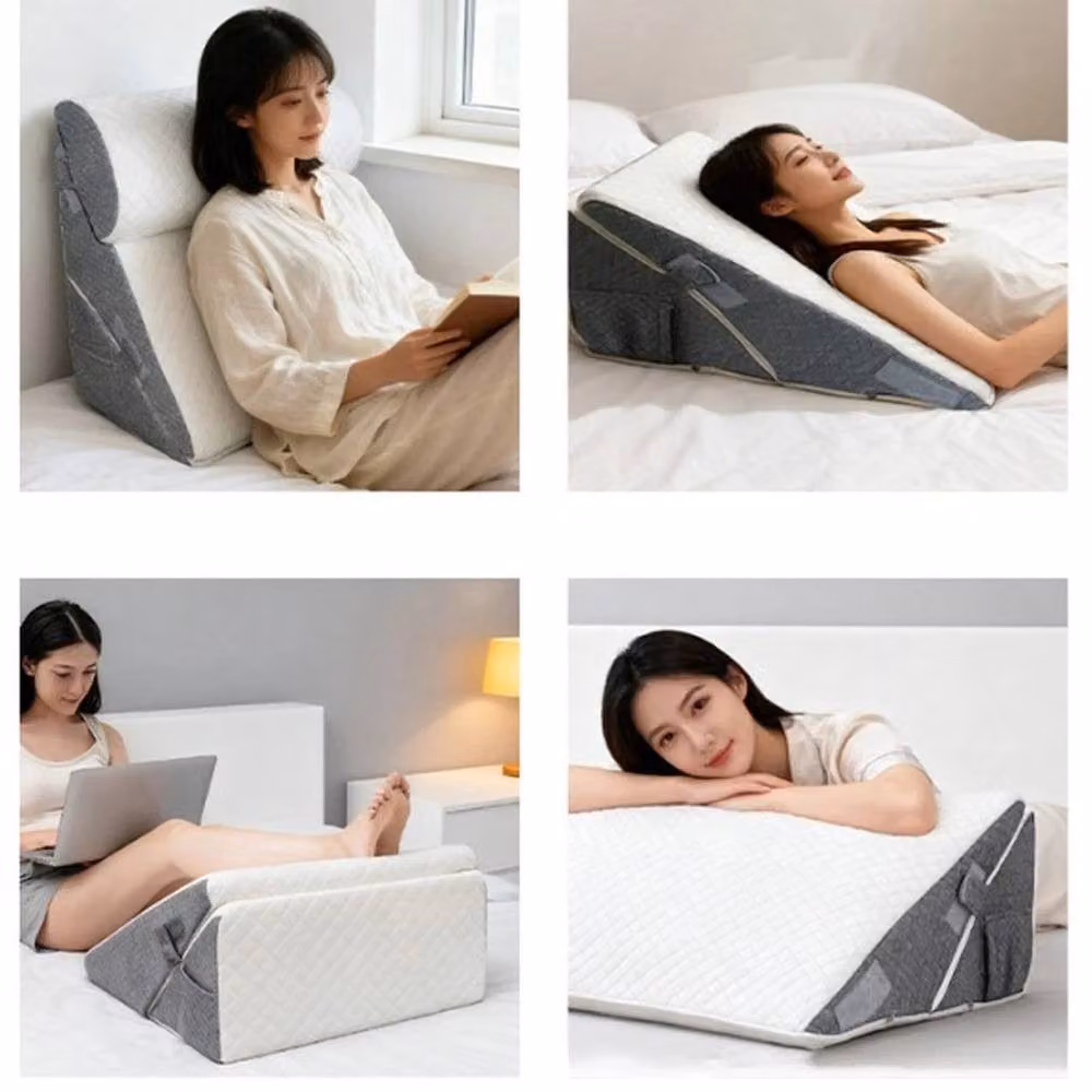 FLAVORA 10 in 1 Memory Foam Wedge Bed Pillow for Adults, White, W/D/H: 190 x 100 x 30 cm – 3