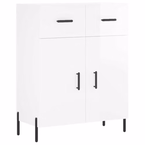 vidaXL Modern Glossy White Sideboard in Engineered Wood W/D/H: 69.5 x 34.0 x 90.0 cm