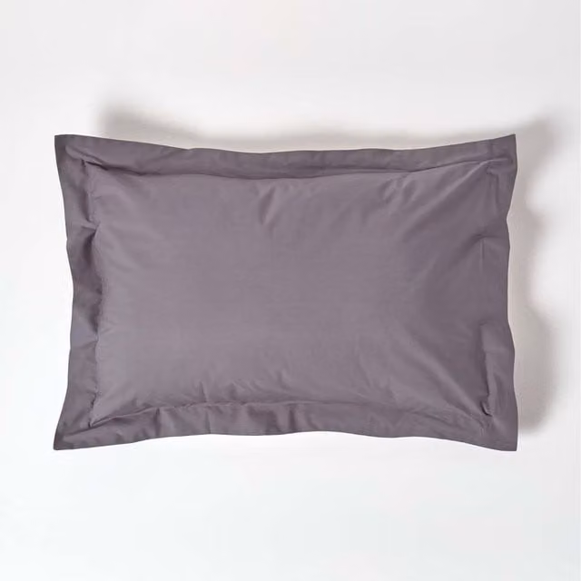 Homescapes Egyptian Cotton Oxford Pillowcase, 200 Thread Count Percale, Dark Grey