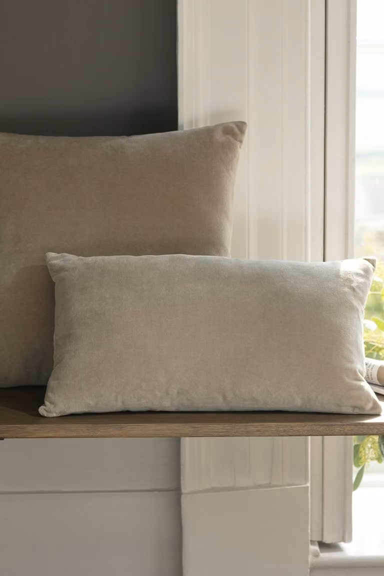 Christy Luxury Velvet Jaipur Rectangular Cushion in Brown and Beige, W: 50 cm, H: 30 cm