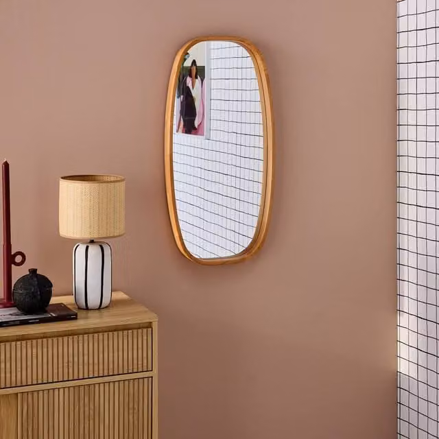 Sweek Modern Rectangular Wooden Wall Mirror in Brown, Width: 120 cm – 1