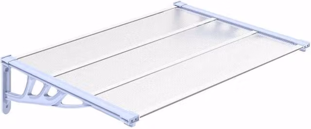 Berkfield Home Polycarbonate and Aluminium Door Canopy in Grey and Transparent, W: 122 cm, D: 90 cm