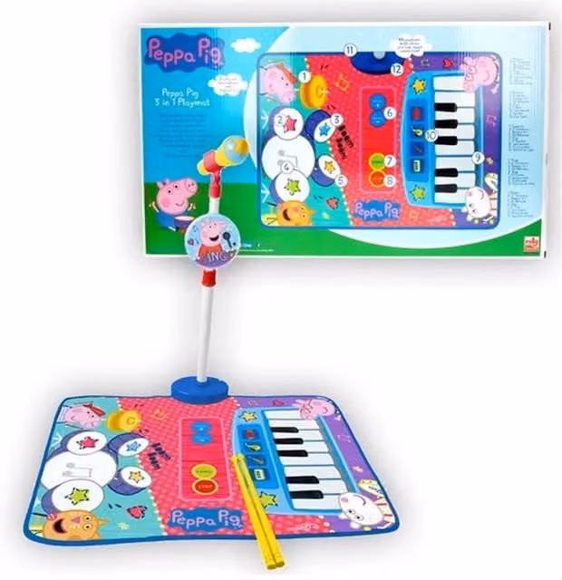 Peppa Pig Kids Musical Piano and Drum Play Mat in Pink and Multicolour
