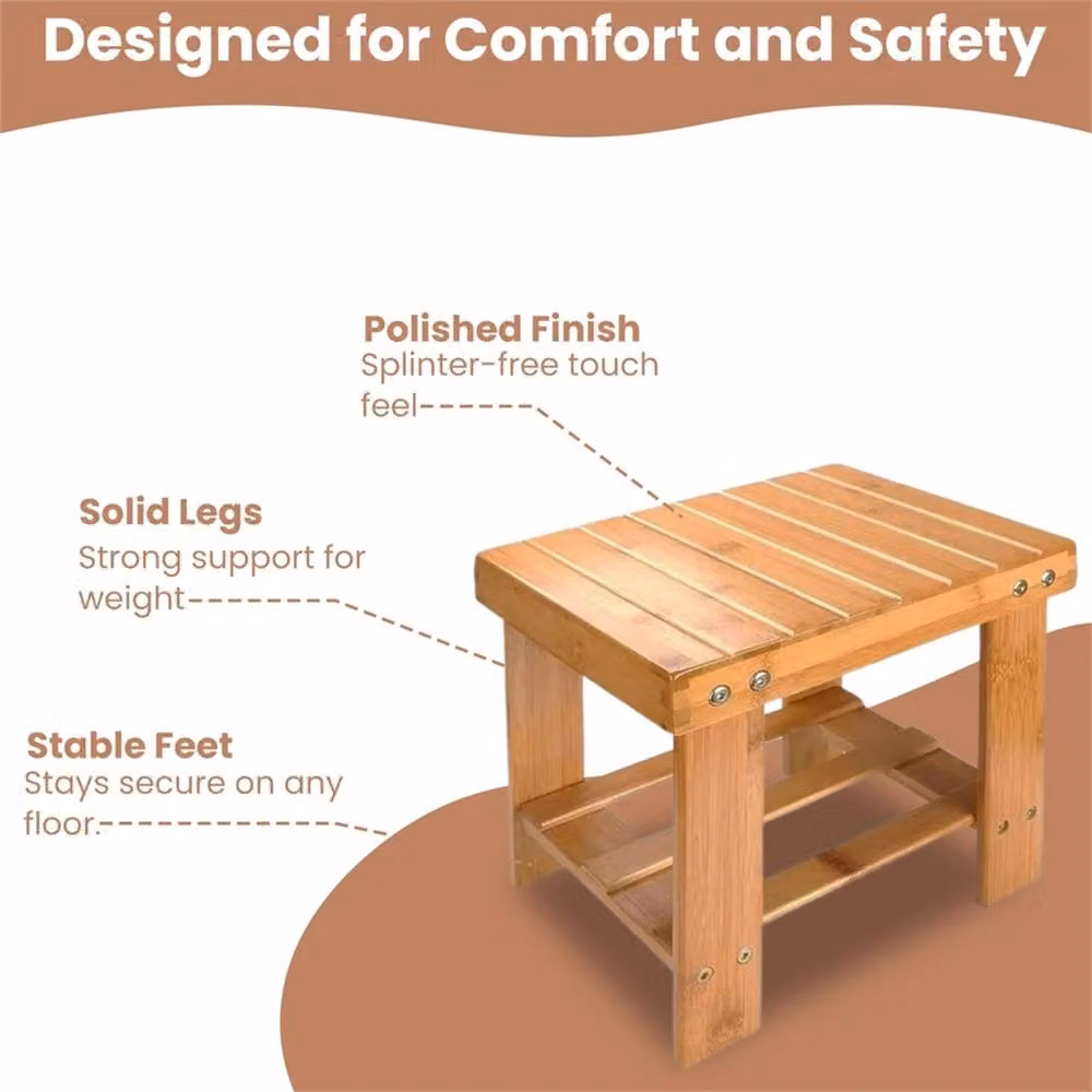 VOGREX Multi-Purpose Bamboo Stool in Brown – 3
