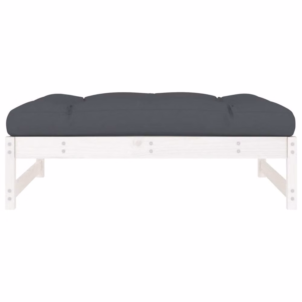 Berkfield Home Rustic White Lacquered Solid Pine Garden Footstool W/D/H: 120 x 80 x 30 cm – 3