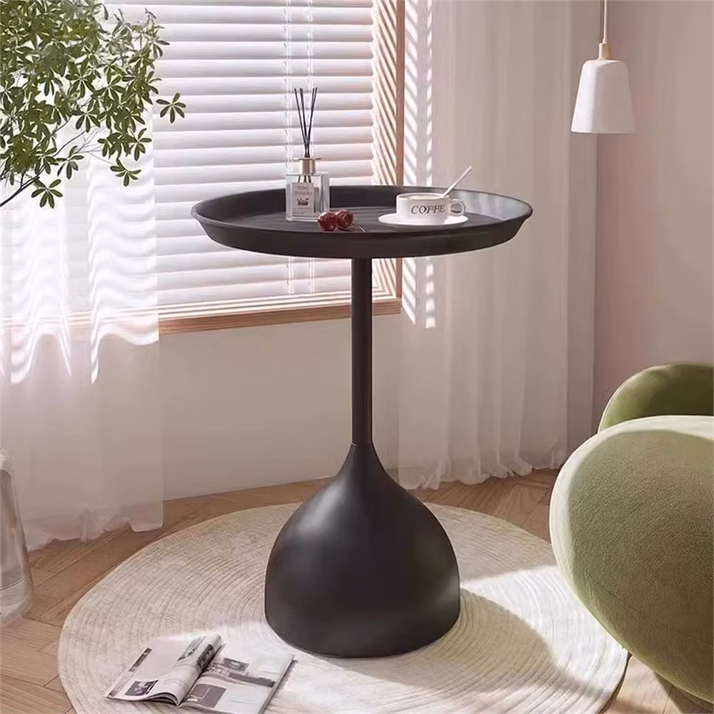 KORVIXA Metal Round Side Table in Black with Matt Finish – 3