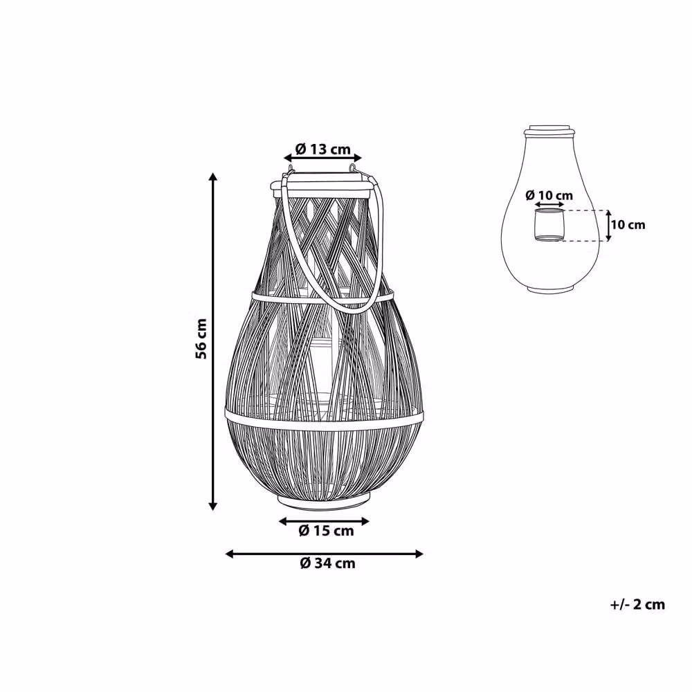 Wyld and Coco Black Bamboo and Glass Scandinavian Lantern, Height: 56 cm – 3