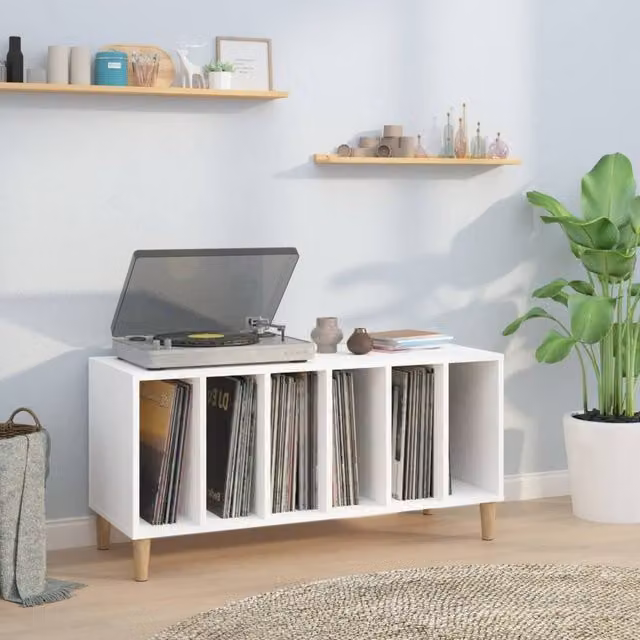 Berkfield Home Record Cabinet in White, W/D/H: 100 x 38 x 48 cm – 1