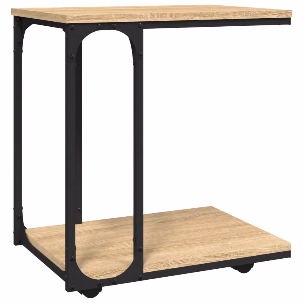 Berkfield Home Sonoma Oak Side Table with Wheels in Brown, W/D/H: 50 x 35 x 55.5 cm – 2