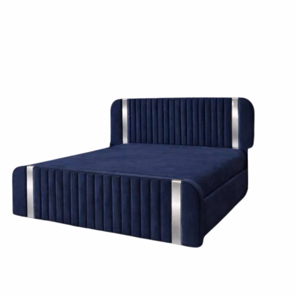 Stratus Interiors Aura Double Gas Lift Storage Bed in Blue Velvet with Silver Accents – 2