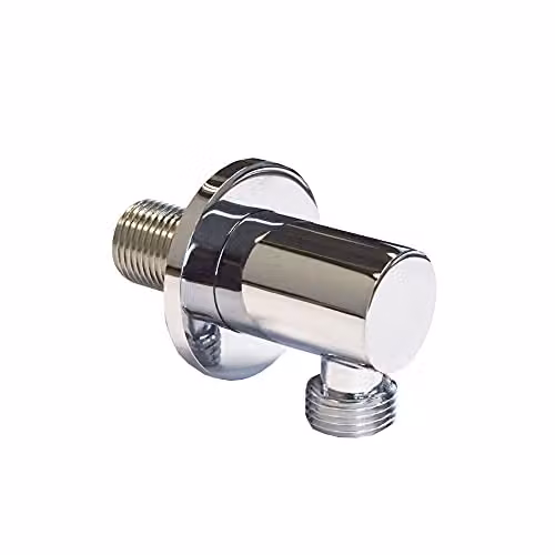 Nes Home Round Chrome Wall Outlet Elbow Hose Connector in Silver – 1