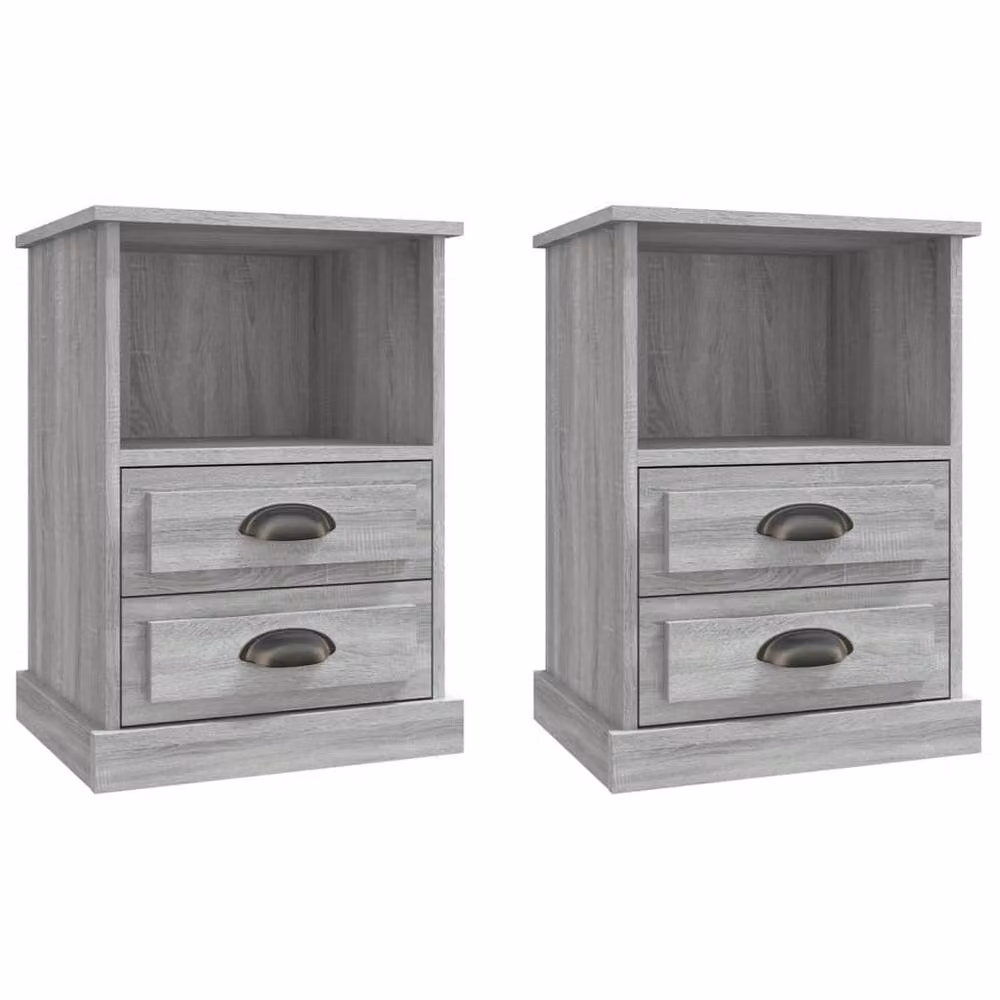 Berkfield Home Elegant Bedside Cabinets, 2 Piece Set, Grey Sonoma, W/D/H: 43 x 36 x 60 cm – 3