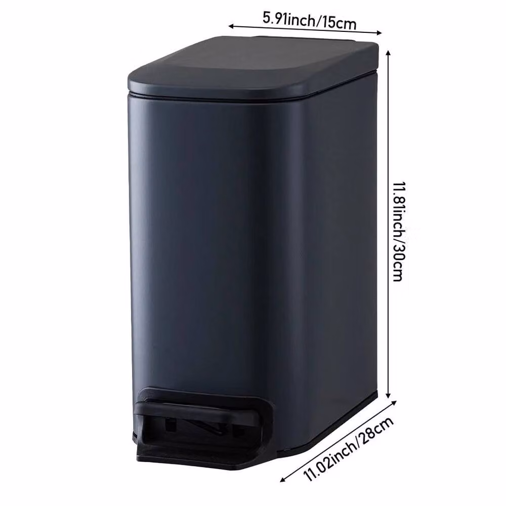 KORVIXA Grey Stainless Steel Pedal Bin with 6L Capacity and Removable Inner Bucket – 1