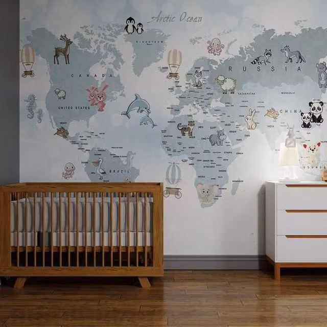 Superfresco Easy Whole Wide World Blue Print Mural, W: 300 cm, H: 280 cm – 1