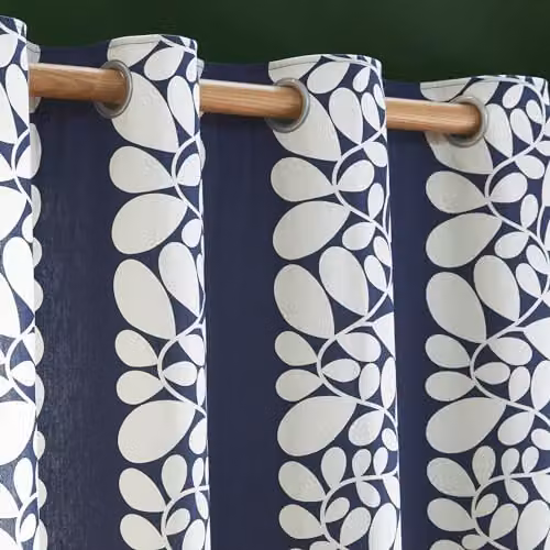 Orla Kiely Sycamore Stripe Space Blue Lined Eyelet Curtains W: 168 cm, H: 183 cm – 3