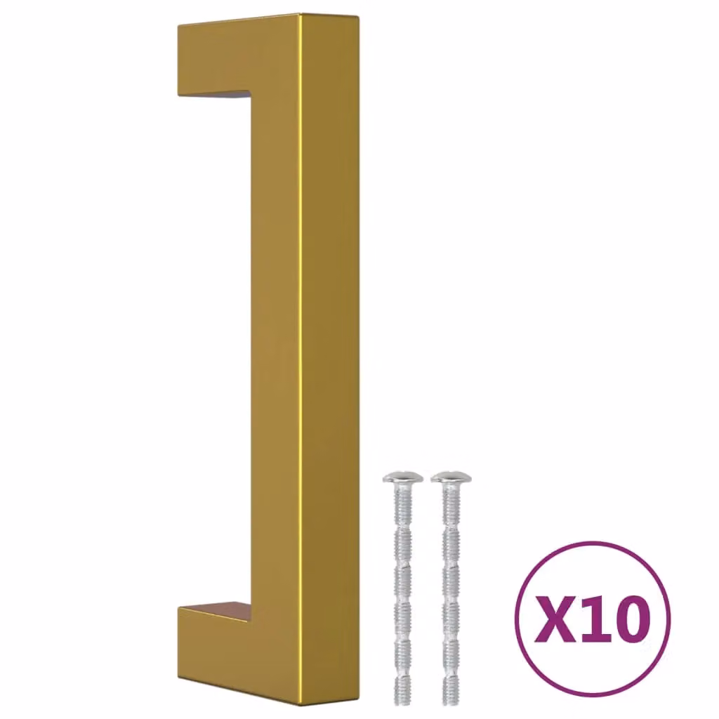 Berkfield Home Gold Brushed Stainless Steel Bar Cabinet Handles, 10 Pack, 96 mm – 2