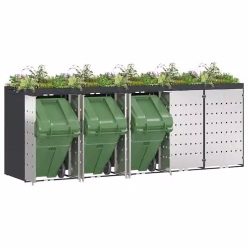 vidaXL Wheelie Bin Storage for 5 Bins in Anthracite Steel – 1