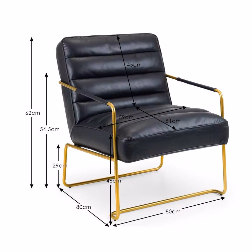 Cheshire Giorgio Lounge Chair in Black and Gold Synthetic Leather with Metal Armrests – 2