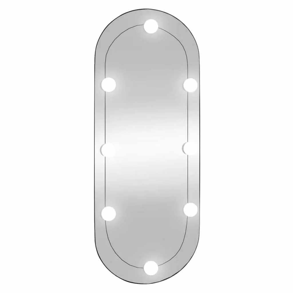 Berkfield Home Modern Oval Glass Wall Mirror with LED Lights, Silver, W: 30 cm, H: 70 cm