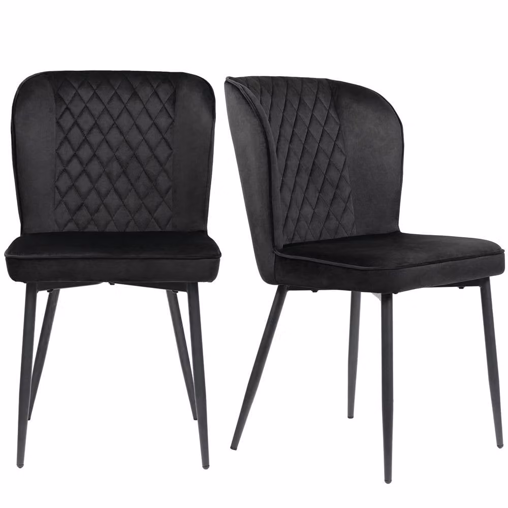 Rolipo Modern Black Velvet Dining Chairs Set of 2 with Metal Legs – 6