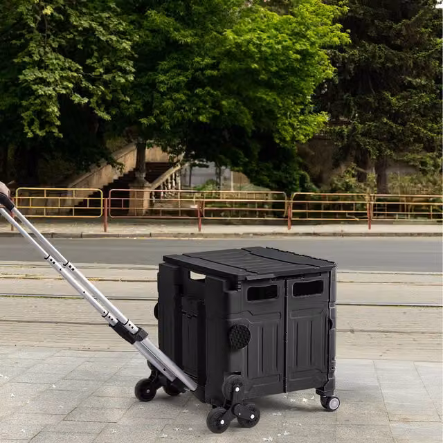 Lifeideas Folding Stair Climbing Shopping Trolley, Black, Width: 48 cm