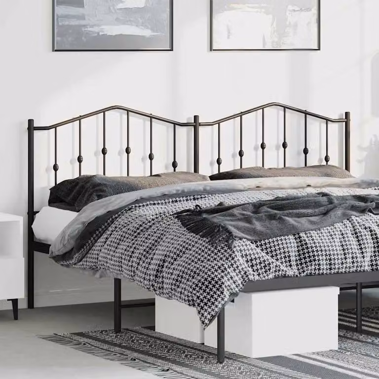 Berkfield Home Classic Metal Headboard in Black, Width: 193 cm