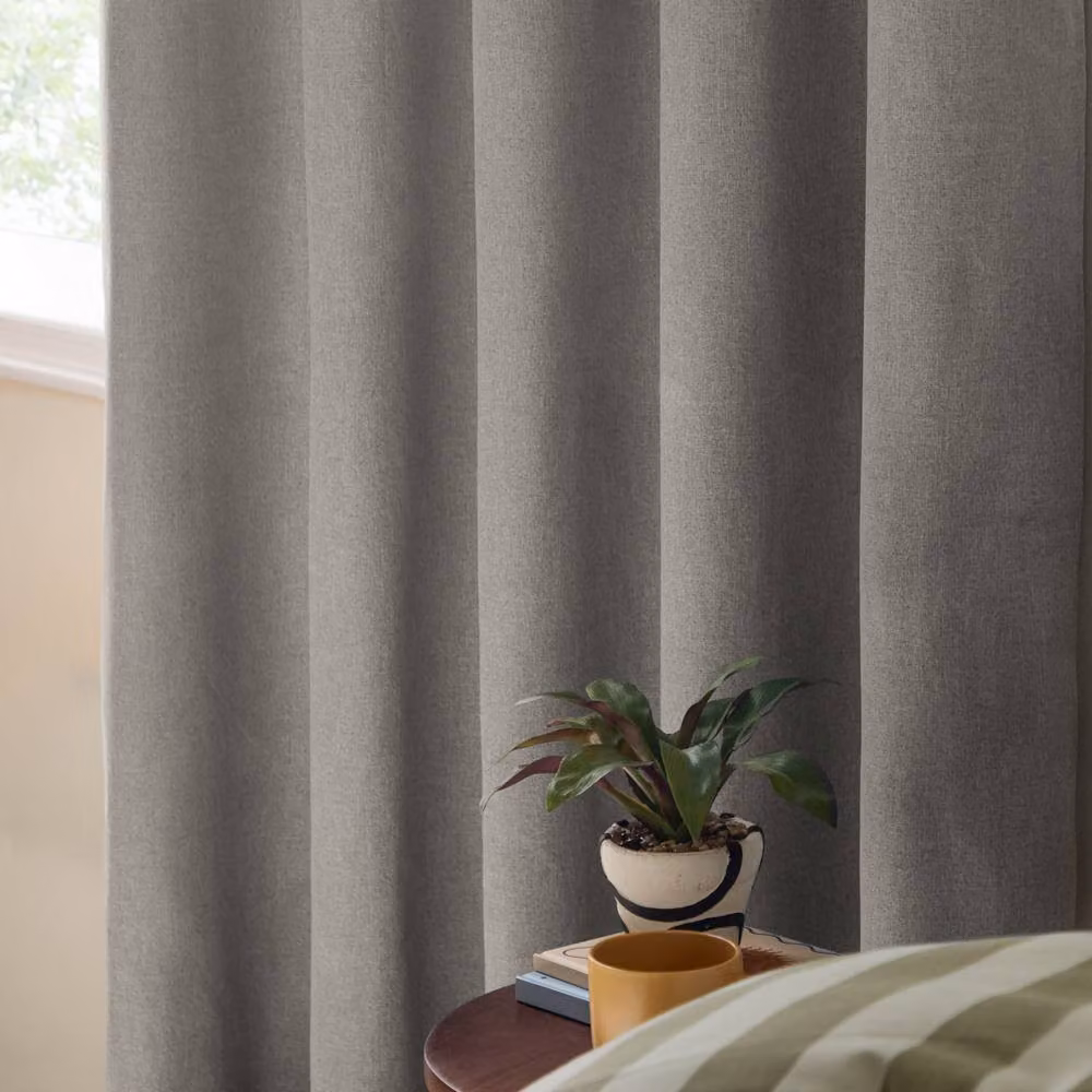 Furn Blackout Textured Woven Eyelet Curtain Pair in Grey, Width: 117 cm, Drop: 137 cm – 5