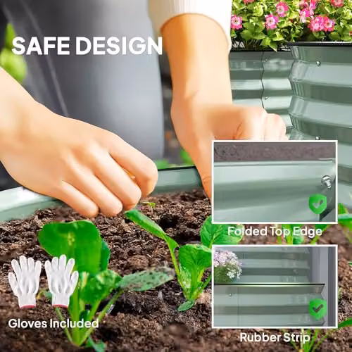 Outsunny 2-Tier Metal Raised Garden Bed Planter Box in Green – 4