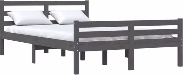 Berkfield Home Beautiful Solid Wood Pine Bed Frame, Grey, W: 140 cm, L: 190 cm – 1