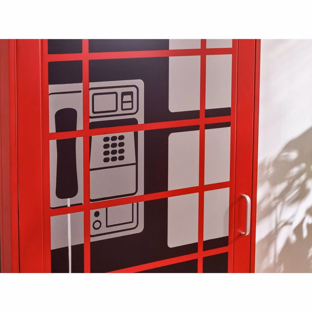 Cheshire Premium Heritage Telephone Box Wardrobe in Red with Glass Doors and Full Hanging Space, H 190.0 cm x W 65.0 cm – 3