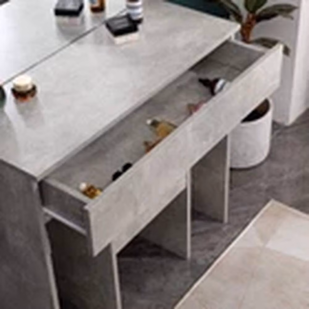 EONLION Modern Dressing Table Set with LED Hollywood Mirror and Stool in Grey – 3