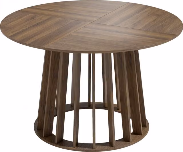 HOMCOM Modern Round Dining Table for 4-6 People, Brown, Diameter: 120 cm, Height: 75 cm – 1