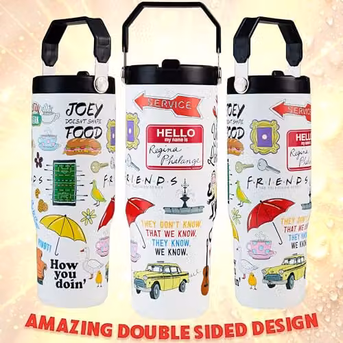 Get Trend Friends Insulated Metal Travel Water Bottle with Flip Up Straw and Handle, White, 850ml – 5