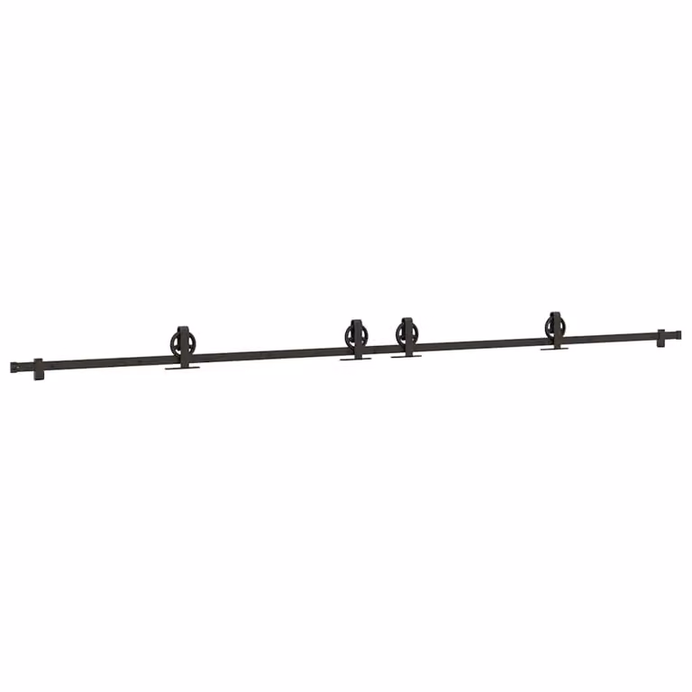 Berkfield Home Sliding Door Hardware Kit in Black Steel, 366 cm