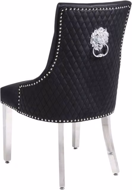 Home Luxe Interior Majestic Hudson Black Leather Dining Chairs, Set of 2