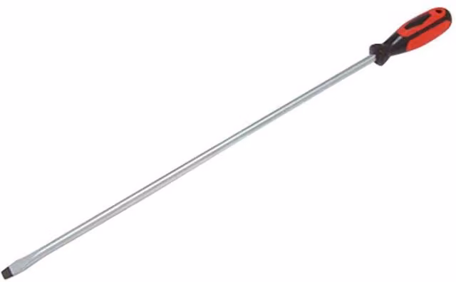 Monument 1518D Long Reach Magnetic Flat Screwdriver, 450mm, Red