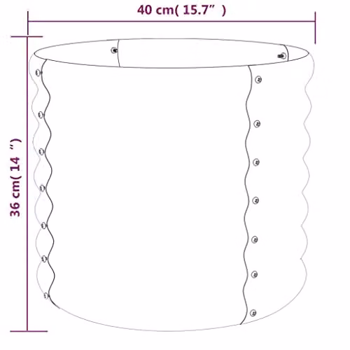 vidaXL Green Galvanised Steel Ornamental Garden Planter Tub W/D/H: 40 x 40 x 36 cm – 3