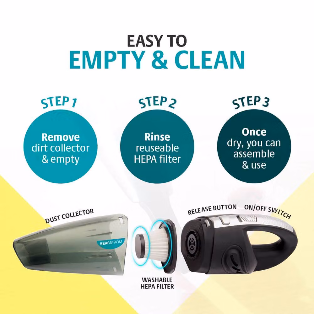 Bergstrom Cordless Wet & Dry Vacuum Cleaner with HEPA Filter, Grey – 4