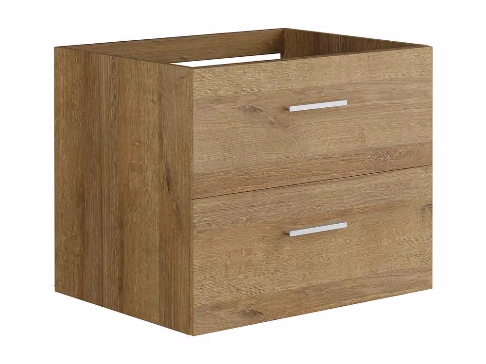Vente-unique KAYLA Wall-Mounted Basin Unit in Light Oak, W: 60 cm, D: 45 cm, H: 47 cm – 2